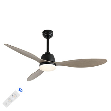 Audie 52" Classic Industrial Iron/Plastic Mobile-App/Remote-Controlled 6-Speed Propeller Integrated LED Ceiling Fan - JONATHAN Y